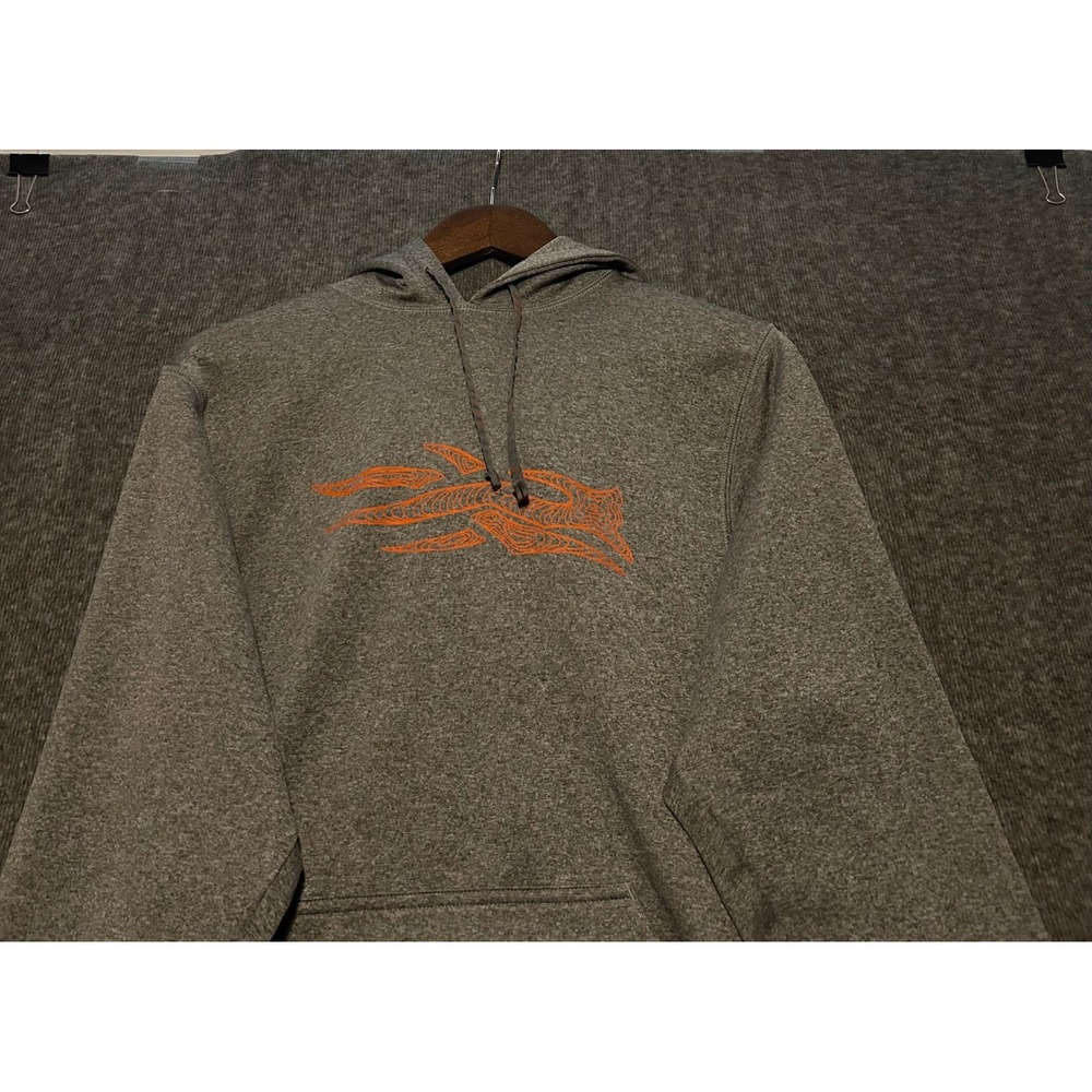 Sitka top logo hoody mens gray small fleece pullover drawstring casual
